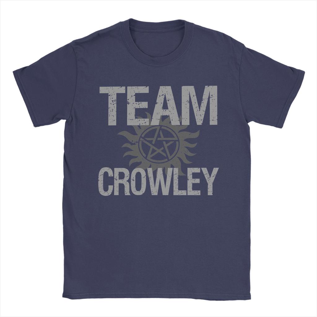 Unisexs TShirts Supernatural Team Crowley Leisure 100 Cotton Tee Shirt Short Sleeve T Shirts Crew Neck Clothing Plus Size