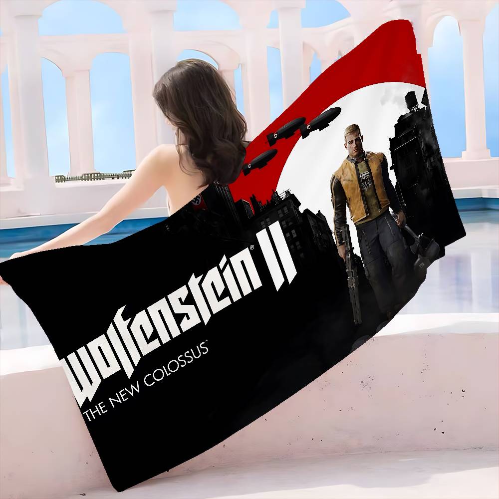 Wolfenstein Microfiber Printed Beach Towel Mountain Climbing Yoga Beach Swimming Running Absorbent Soft Towel