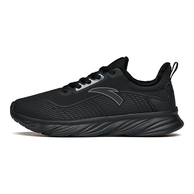 Anta Running Collection Cushioning Low Top Running Shoes Women's Pure Black Leather Upper Fleece Lined 122145571-10