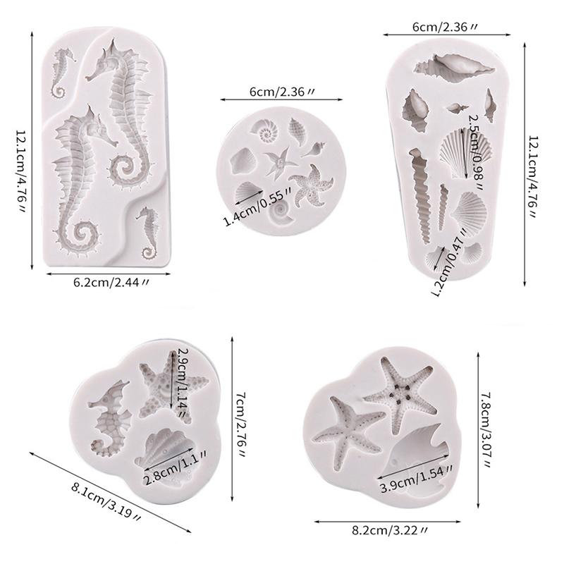 Sea Animal Mold Diy Seahorse Sea Star Shell Silicone Mold Cake Decoration