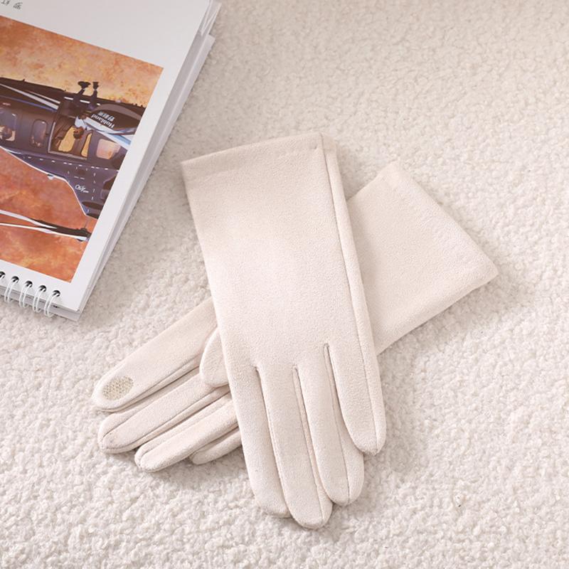 Multicolor Women Winter Keep Warm Touch Screen Suede Solid Simple Style Gloves Add Velvet Inside Not Bloated Prevent Cold
