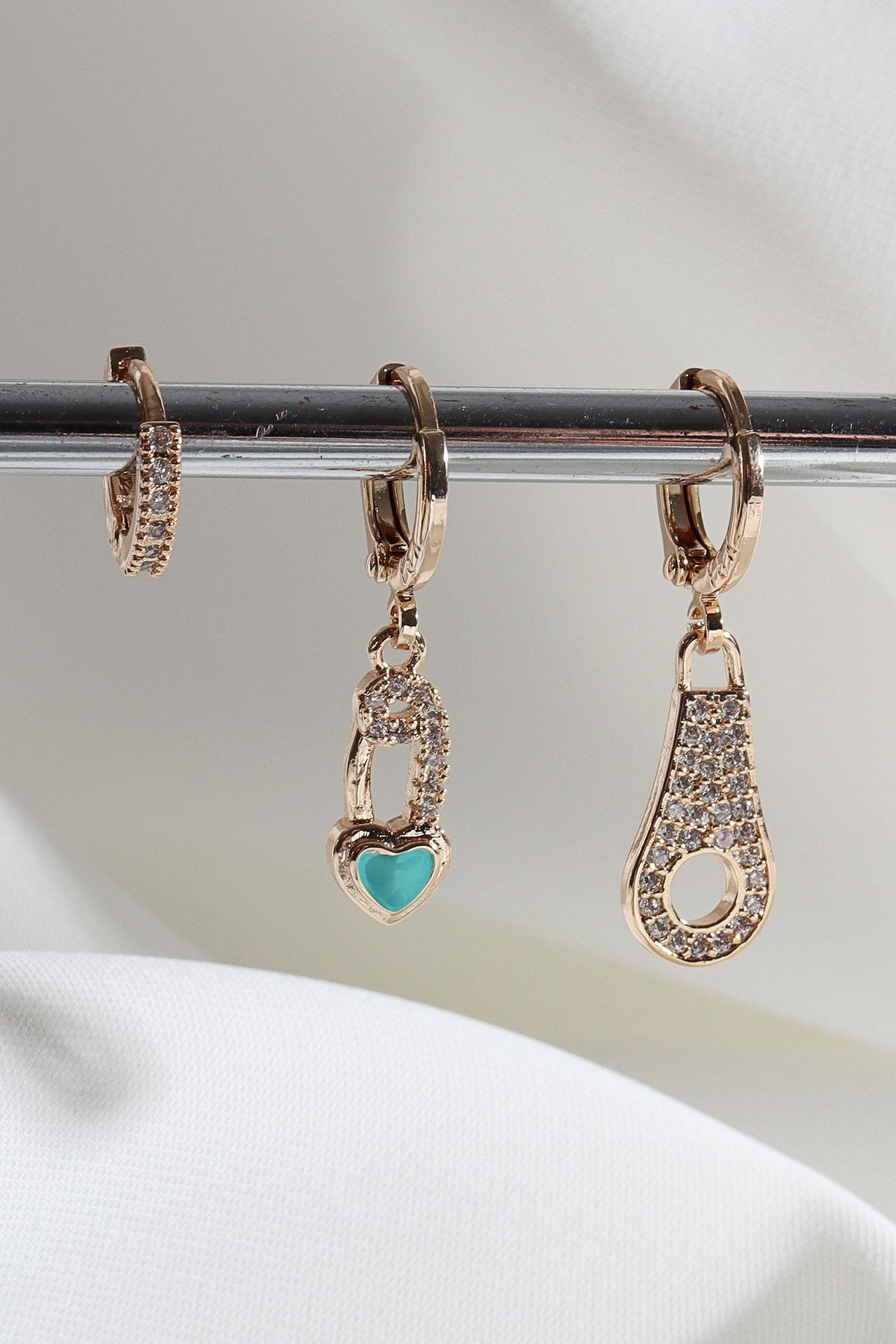 

Серьги-кольца Vip Collection, 3 предмета, покрытые синей эмалью и золотого цвета