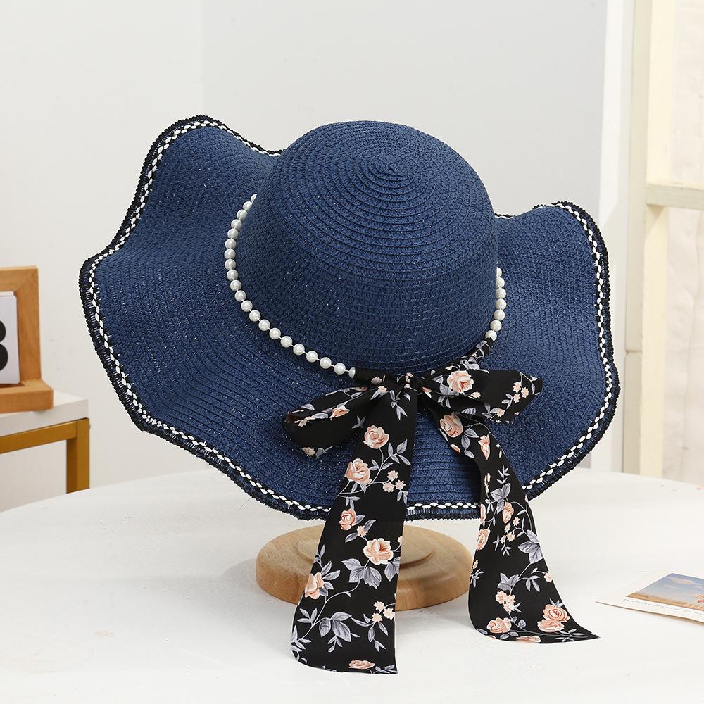 2025 Summer Women's Bowknot Straw Hat New Beach Big Brimmed Hat Foldable Travel Seaside Vacation Travel Outdoor Sunscreen Caps