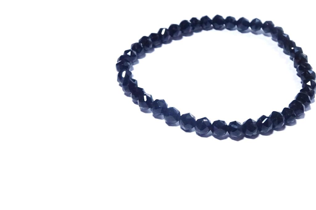 For Seizing Important Victories In Black Spinel Bracelet for Men Natural Stone 4mm Star Cut Power Stone Kanoishi [Amulet Life] - (Purification,
