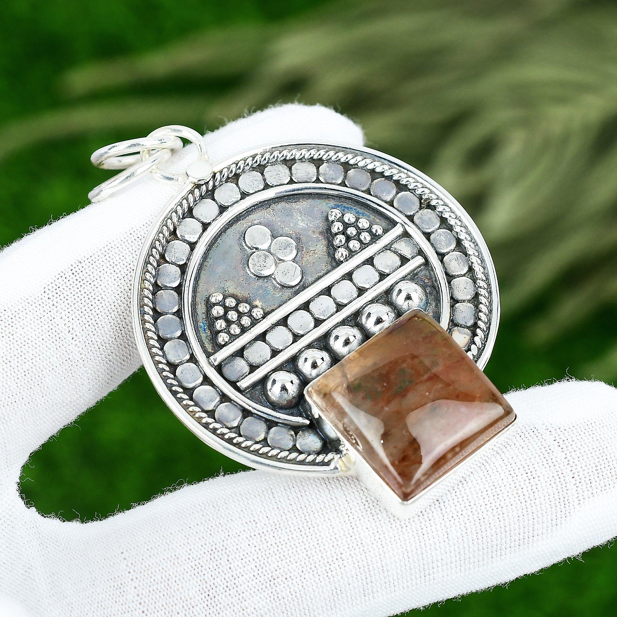 

Friendship Day Deal Natural Strawberry Quartz Sterling Silver Pendant Jewelry