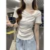 Sweet Short-sleeved T-shirt for Women's Summer New Korean Design Straps for Girls To Wear Slim-fitting Bottoming Shirt