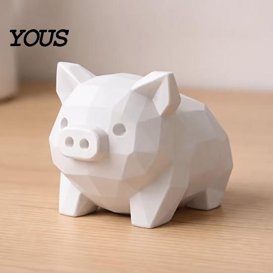 Minimalist Animal Decor 3D Printed Geometric Piglet Figurine, Modern Statue, Pig Sculpture, Matte Sculpture Compact Ornament for Home Office