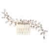 Wedding Hair Accessories Gold Rhinestone Hair Comb Wedding Banquet Updo Hair Ornaments Crystal Leaf Bridal Comb