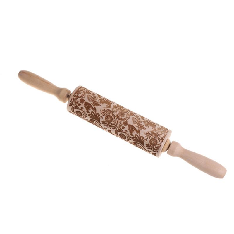 Rodillos de Navidad Rock Rolling de madera en relieve para hornear galletas, galletas, fondant, pastel con dibujos