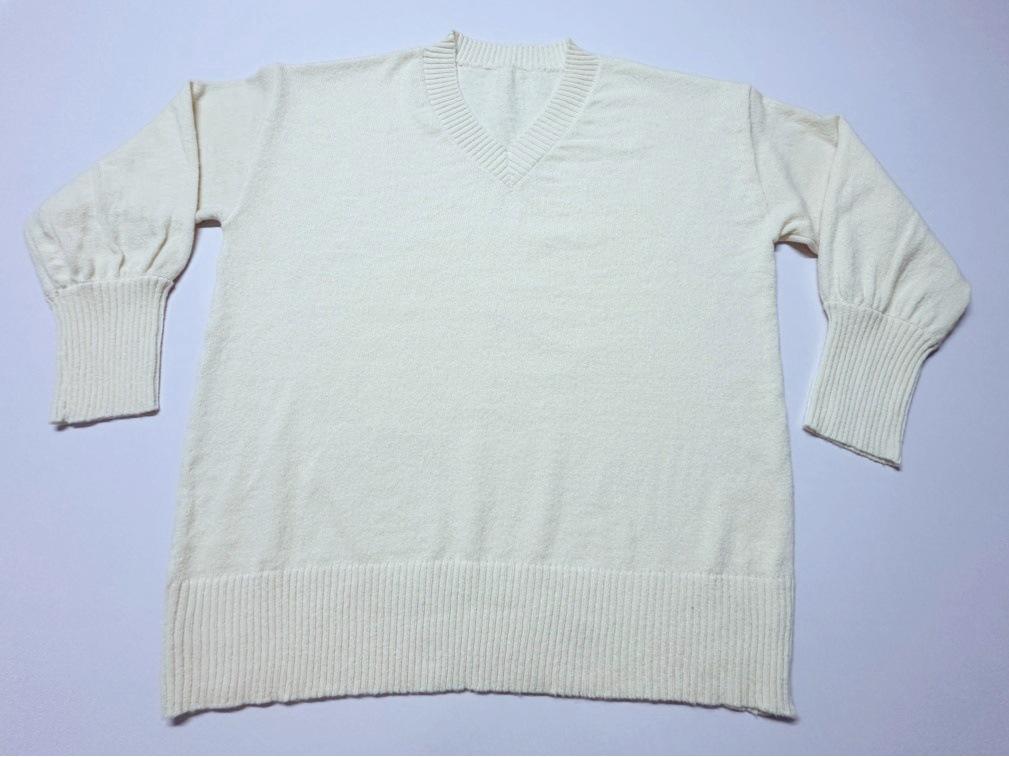 Spring 2026 Korean Style V-neck Knit Lantern Sleeve Sweater - Casual Miumiu Women’s Fashion