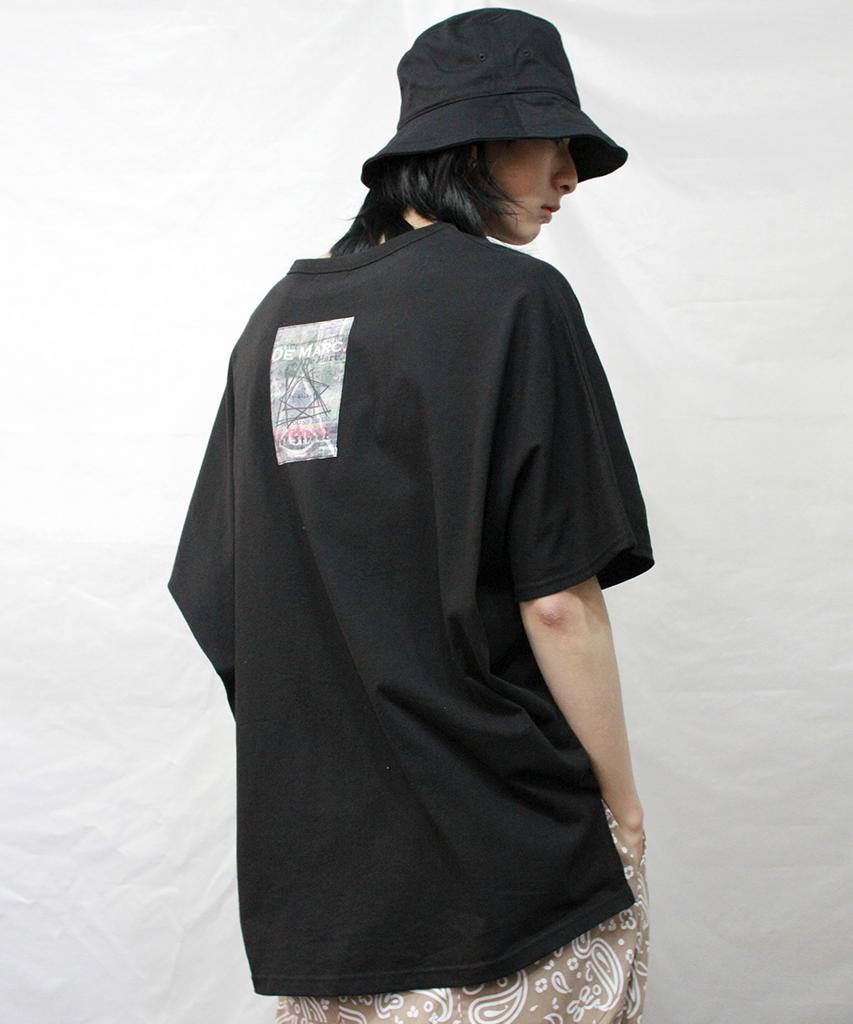 Deumakeu Dolman Sleeve Boxy Fit Side Slit T-Shirt Black