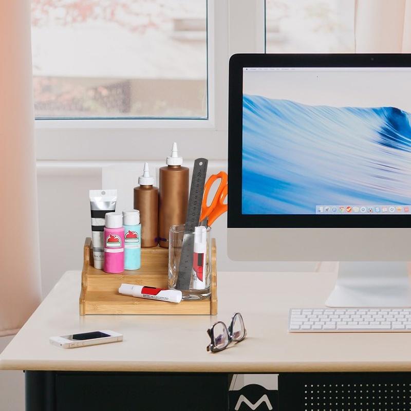 Μέγεθος συσκευασίας κουτιού 23*24*9,5cm μπαμπού 3 επιπέδων ρυθμιζόμενη ραφιέρα αποθήκευσης για μπαχαρικά