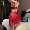 Sexy lingerie sexy lace one-piece skirt seduction hot hollowed-out suspender nightdress petal skirt transparent pajamas