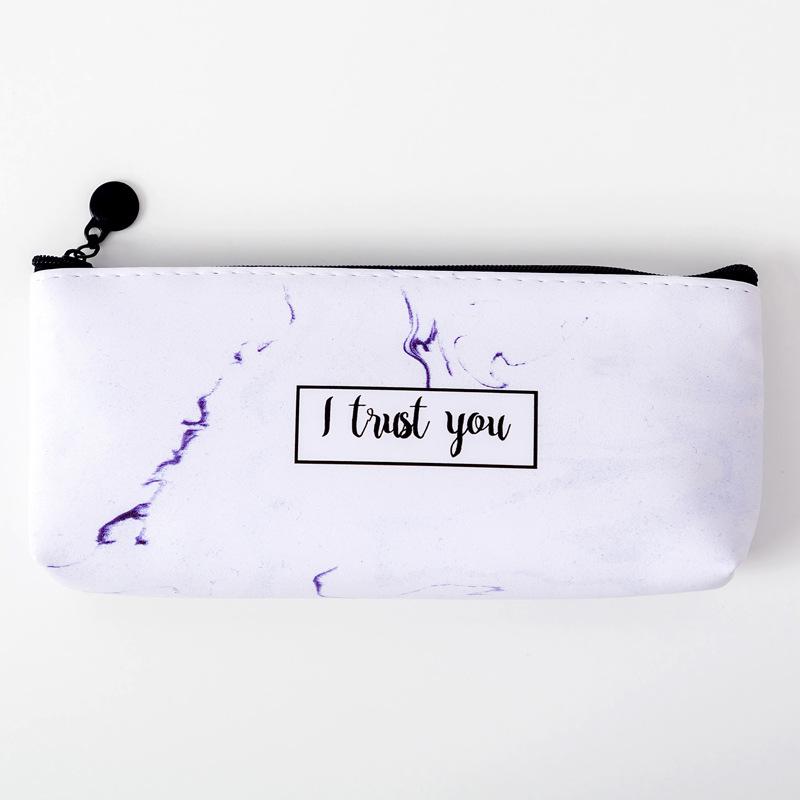 1 Pc Cute Pen Pouch Large Capacity Marble Pattern Writing Supplies Leather Pen Bag Pencil Bag Pencil Case Zipper Pouch