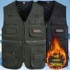 Warm Cotton Velvet Thick Vest: Multi-Pocket Sleeveless Jacket for Fishing, Photography, and Outdoor Activities - Ideal for Middle-Aged and Elderly.