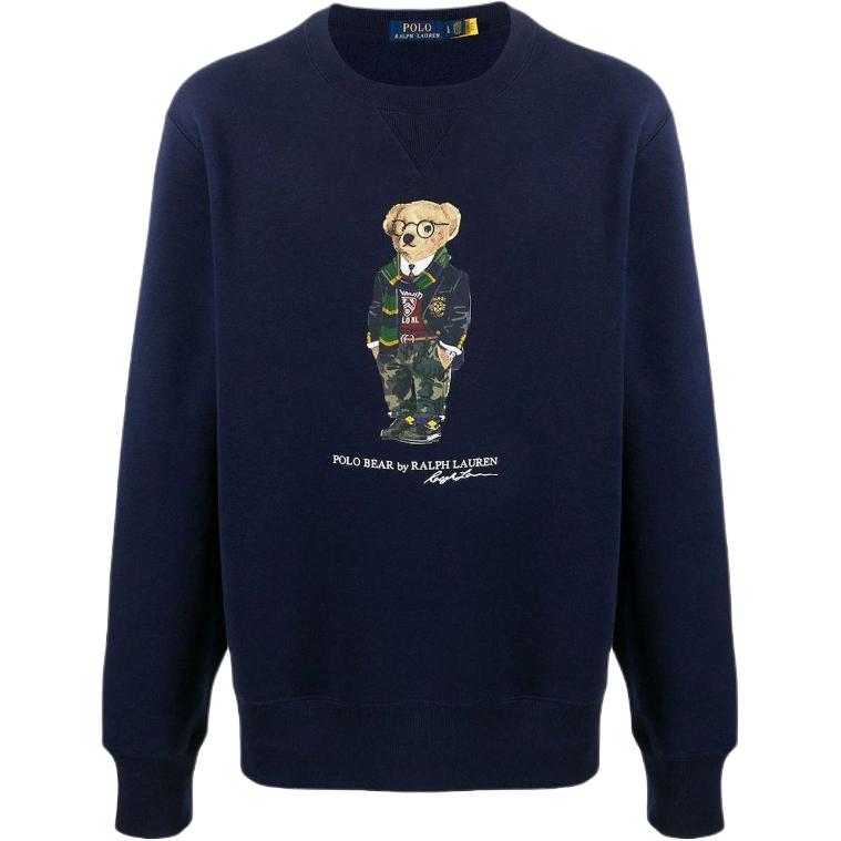 

Polo Ralph Lauren Колледжный стиль Медведь Узор Круглый вырез Флис Длинный рукав Толстовка Мужская толстовка 710852455-019 XS