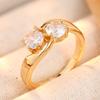 Gorgeous Inlaid White CZ Women's Ring Dazzling Gold Color Geometry Daily Wear Party Jewelry Anniversary Gift