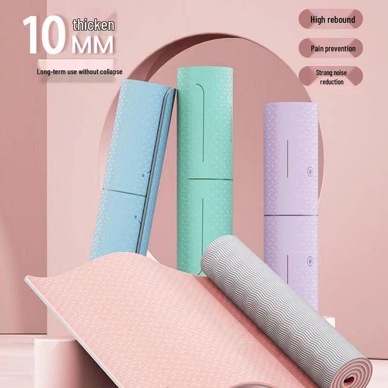 TPE doppelseitige rutschfeste verdickte verbreiterte Yogamatte - Geräuschdämmende Trainingsmatte für den Heimgebrauch (Kleine Mängel)
