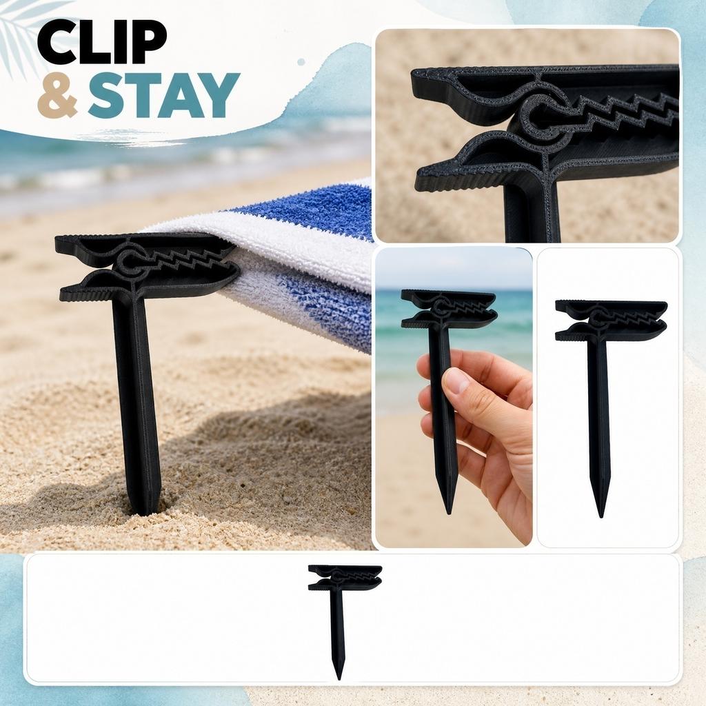 3D Printed Beach Towel Clip Sand Anchor Clamp for Picnic Blanket Fixing Durable Outdoor Ground Stake Holder