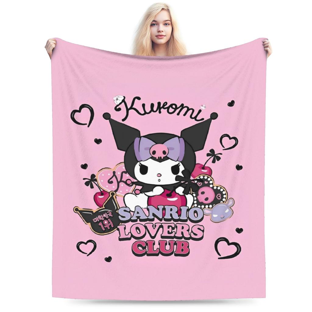 Cartoon Cool Cute Kuromi Fleece Throw Blanket Blanket for Home Outdoor Super Soft Bed Rug