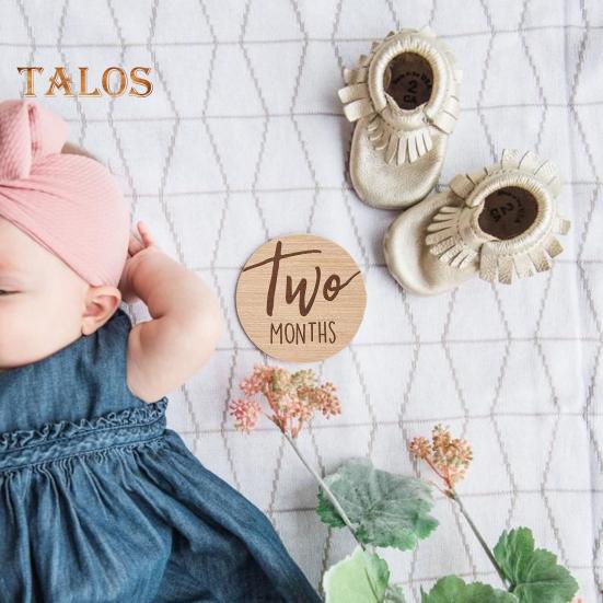 

6 шт. Диски-маркеры для месячных детских вех Деревянные карточки с вехами Знак объявления о рождении ребенка для реквизита для фотосъемки новорожденных 6pcs