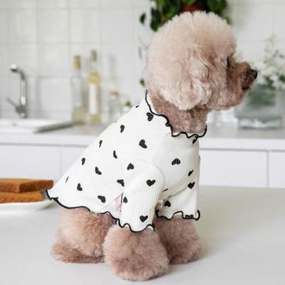 Hundekleidung für kleine mittelgroße Hunde und Katzen, Sommer/Herbst, Herz-Print, Welpen-Shirt
