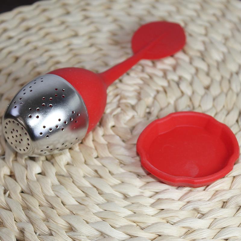 304 Stainless Steel Silicone Leaf-Shaped Tea Infuser - Cute, Creative Food Grade Strainer красный