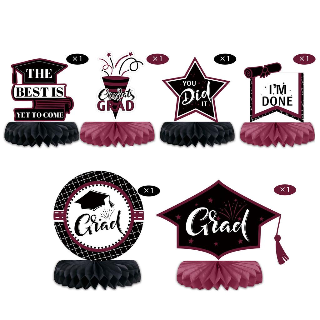 Honeycomb Graduation Decor Ball Set Of Six With Paper Fan For Event Celebration