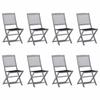 VidaXL Set of 8 Outdoor Folding Chairs with Cushions, Patio Seating, Dining Chairs, Patio Furniture 3078297