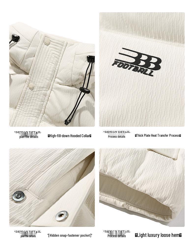 Men's 2025 Thick Warm Hooded Down Jacket - Windproof, Trendy Autumn/Winter Outerwear, Plus Size Available.