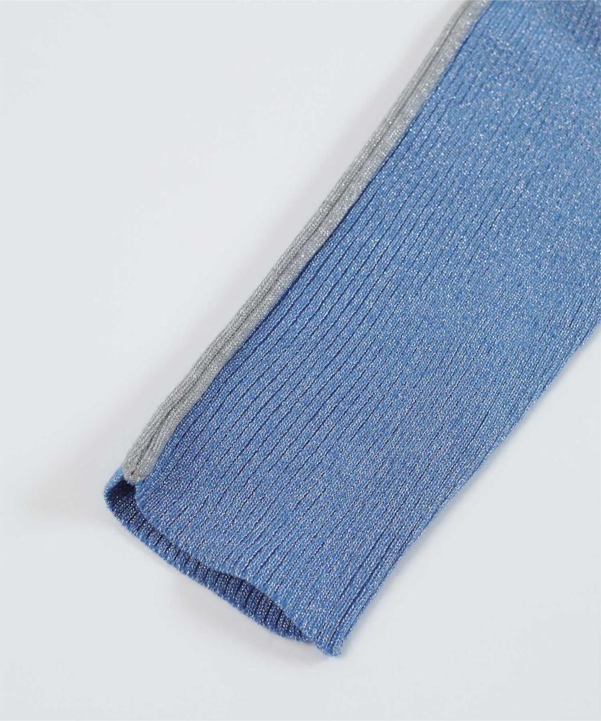 Rib Knit REXT0253 Free Size Black [miette] Color-Striped Lamé Women's