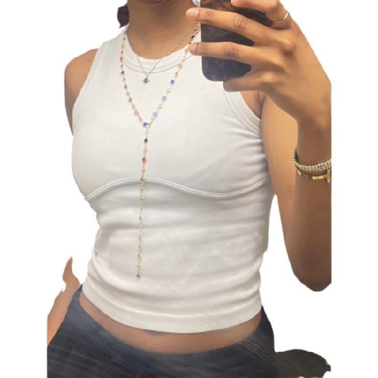 Eye Catching Colorful Crystal Neckpiece Adjustable Length Clavicle Chain Long Y-Shaped Neckchain for Fashion Ladies