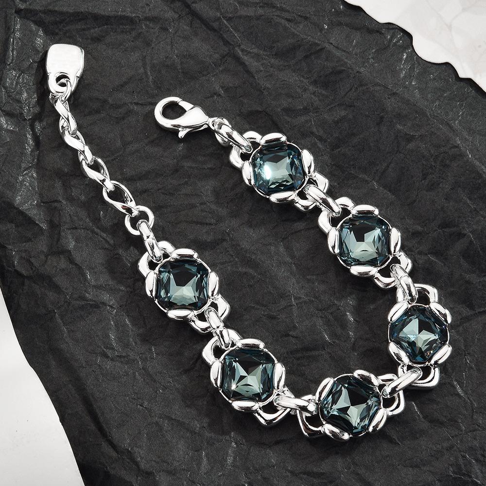 

Комплект из сапфирового ожерелья и браслета, простая модная цепочка на ключицу, женственный роскошный темперамент