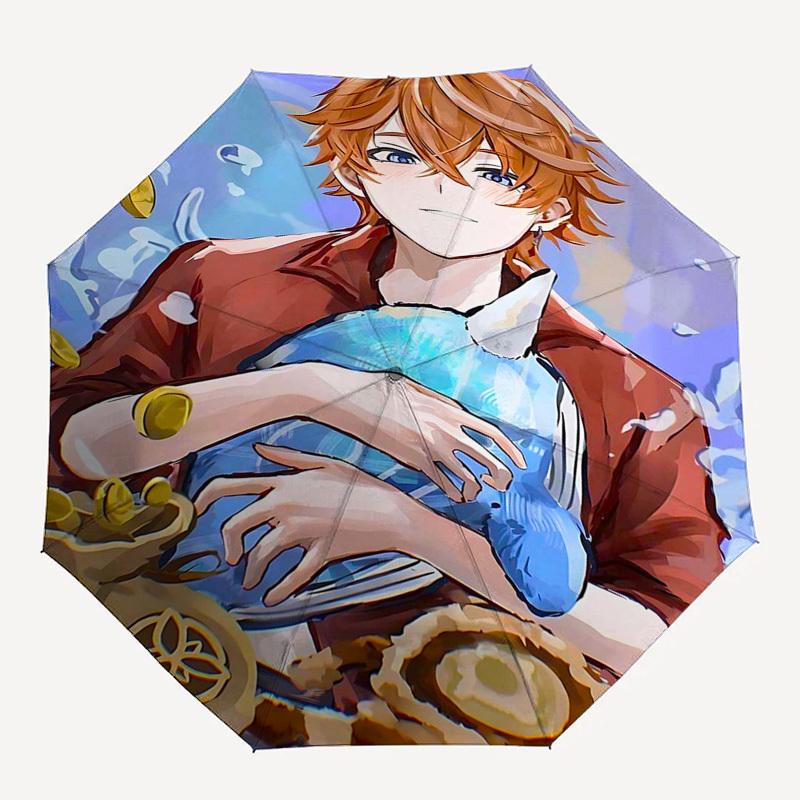 1 Stück Outdoor-Regenschirm mit Anime-Charakter-Design - Automatisches Öffnen/Schließen, Tragbares 3-fach faltbares Design, 8-Speichen-Eisenrahmen - Perfektes Geschenk für Fans,