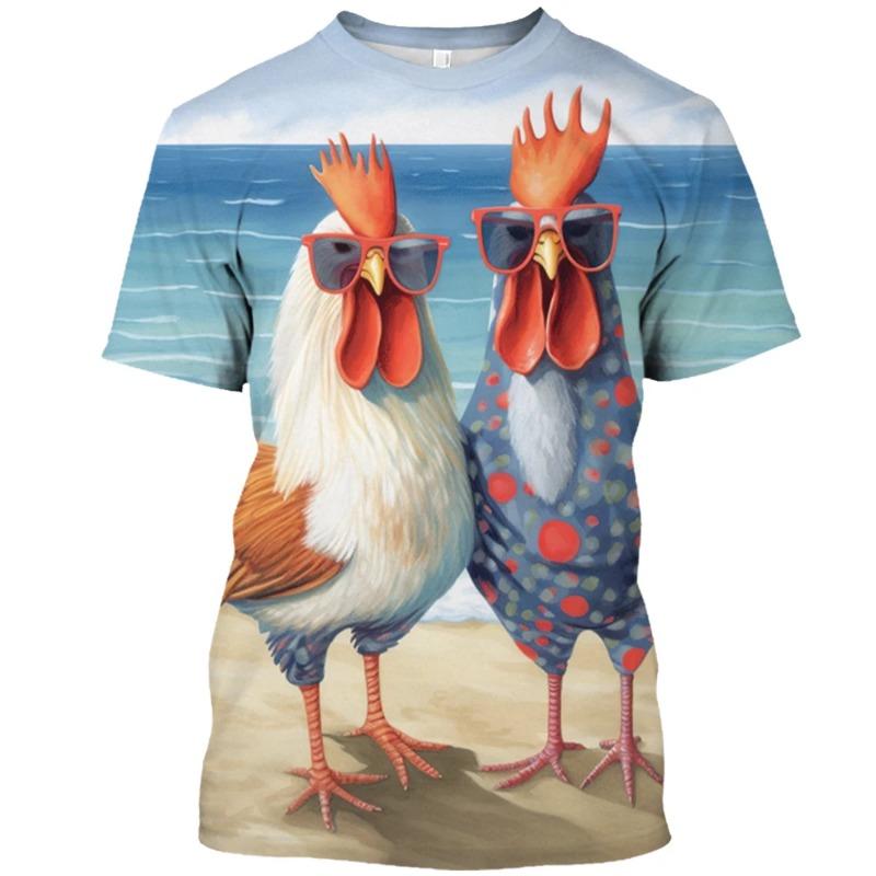 

Fun Animal Chicken 3D Printed Summer Men s T-shirt Street Hip Hop Funny Short Sleeve Loose Casual Comfortable Clothing XXS