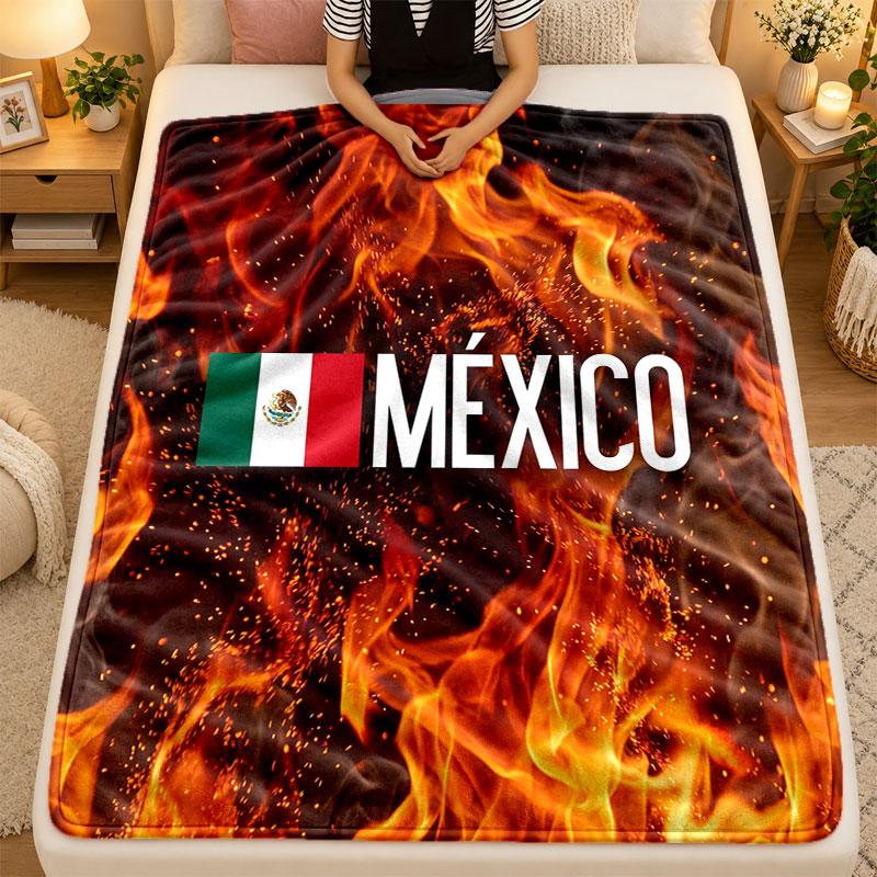 Flannel BlanketMexico Football Warm Soft Throw Blanket for Indoor Sofa Bed Living Room Use