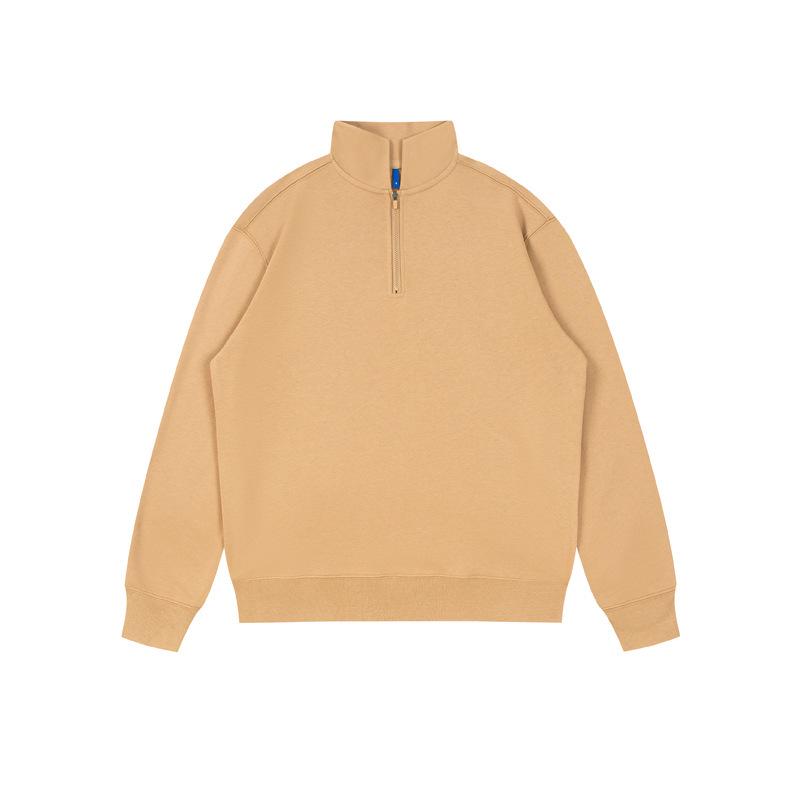 350g Heavyweight Stand Collar Half-Zip Hoodie for Outdoor Sports - Plain Color, High Quality, Spring & Autumn Wear