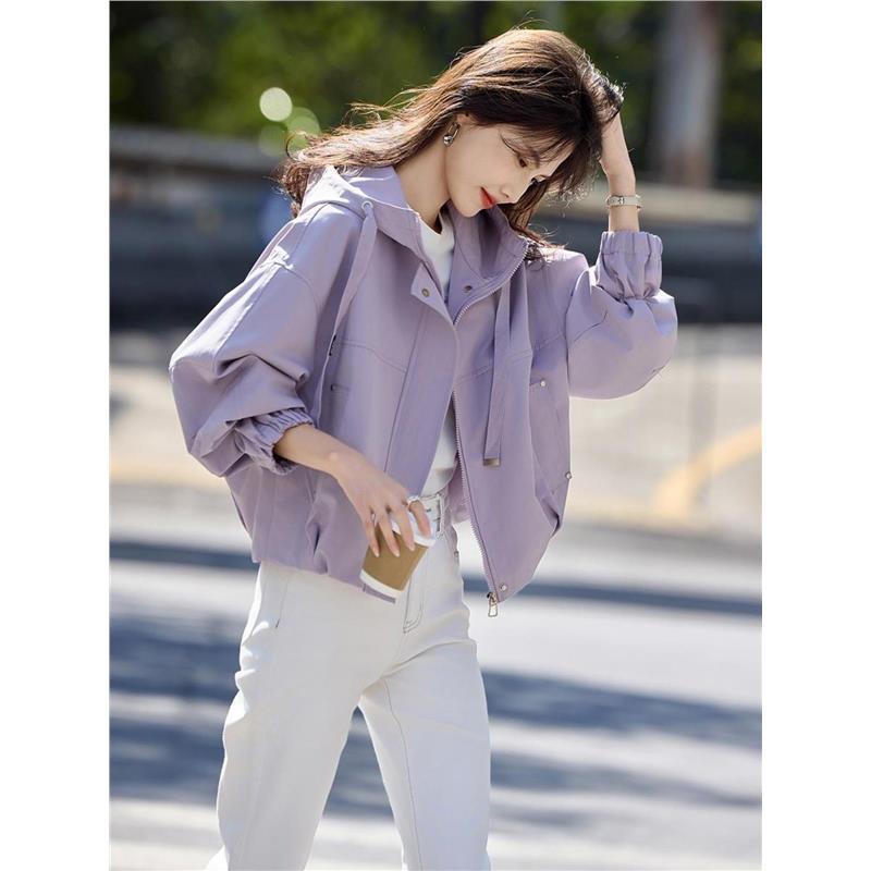 Windbreaker, Windbreaker, Loose, Youthful, Petite, Spring and Autumn Hooded, Versatile Jacket, Casual Workwear Top, Coat