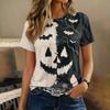 Womens Raglan Sleeve Casual T Shirt Halloween Print Short Sleeve Top Crew Neck Comfortable Fit Lightweight Fabric