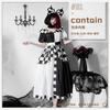 Halloween costume Mickey black and white plaid queen costume Alice cos maid clown princess dress