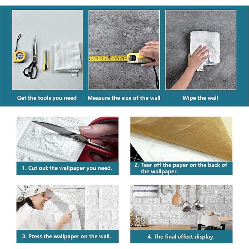 Retro color wallpaper 3D self-adhesive 35X38.5cm living room wall decoration wall sticker