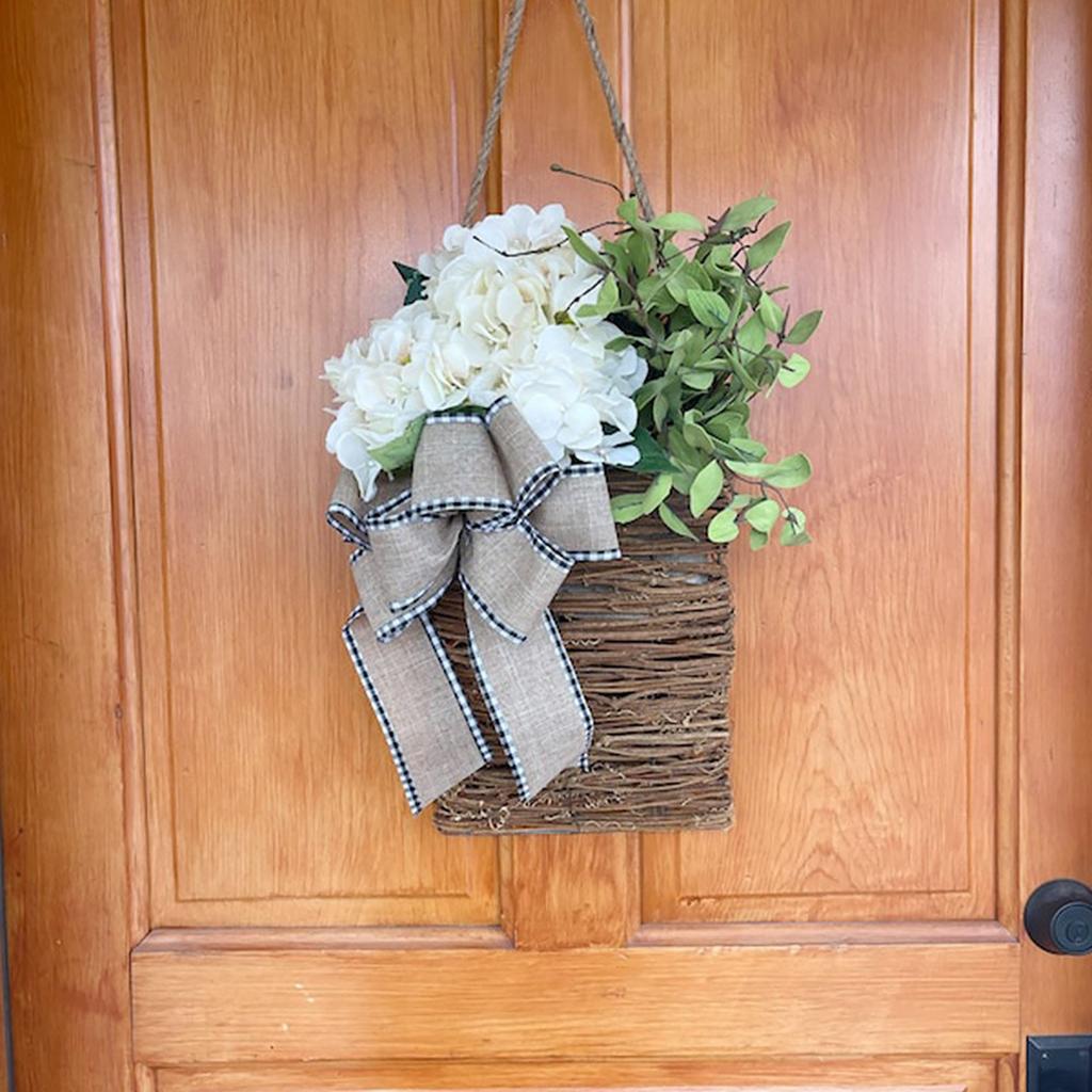 Artificial Wildflower Hanging Basket Pendant Door Hanging Lavender Wreath Ornaments Home Decoration for Farmhouse