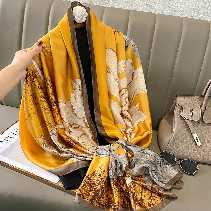 Luxury Windproof Sun Protection Peony Print Shawl Skin-Friendly Scarf for Women Beach Wrap Spring Big Floral DesignShawl