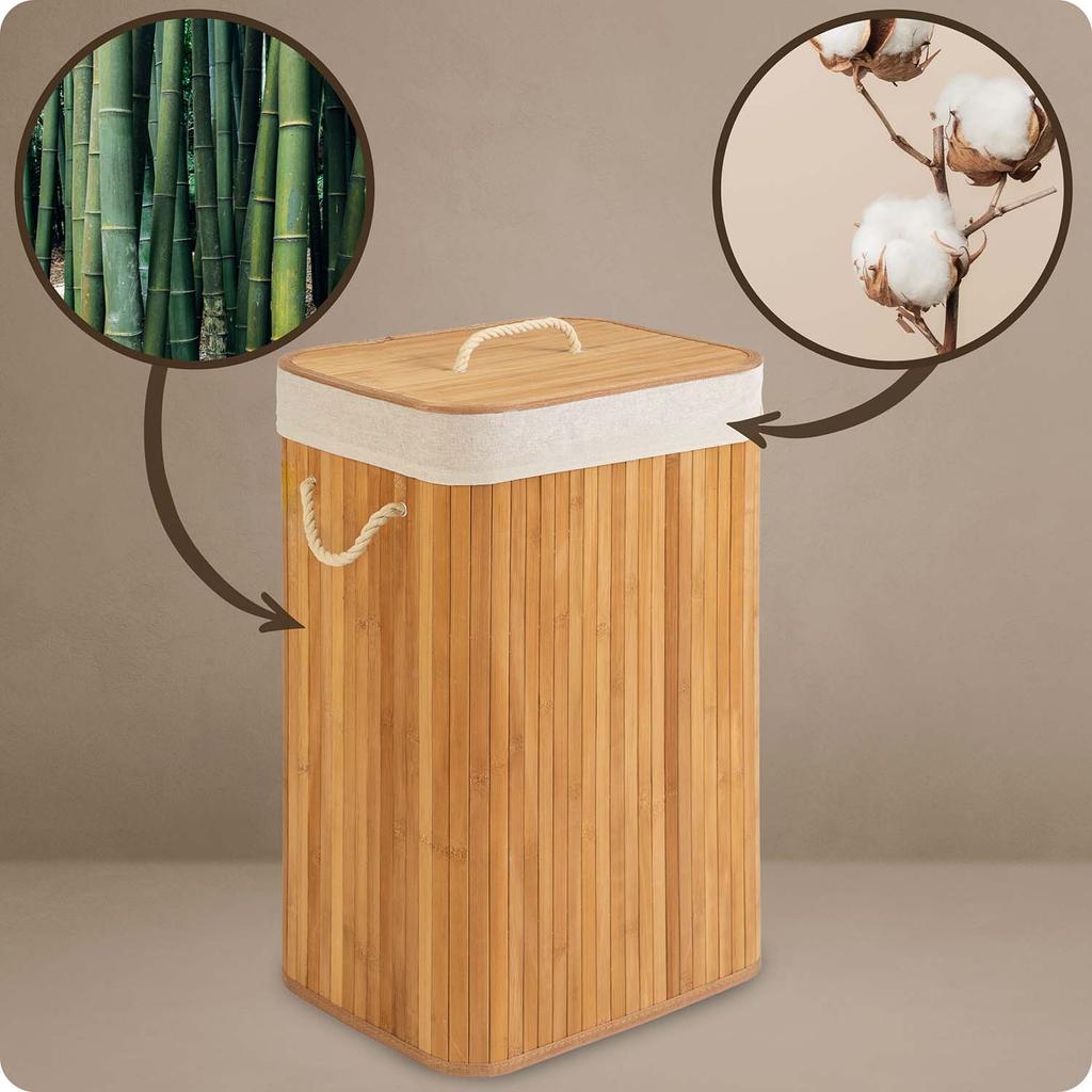 Bamboo Laundry Hamper With Lid, Massido
