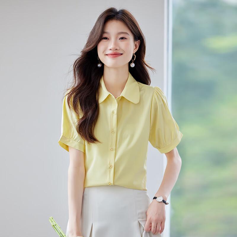 Teluoman Women's Short Sleeve Business Shirt
