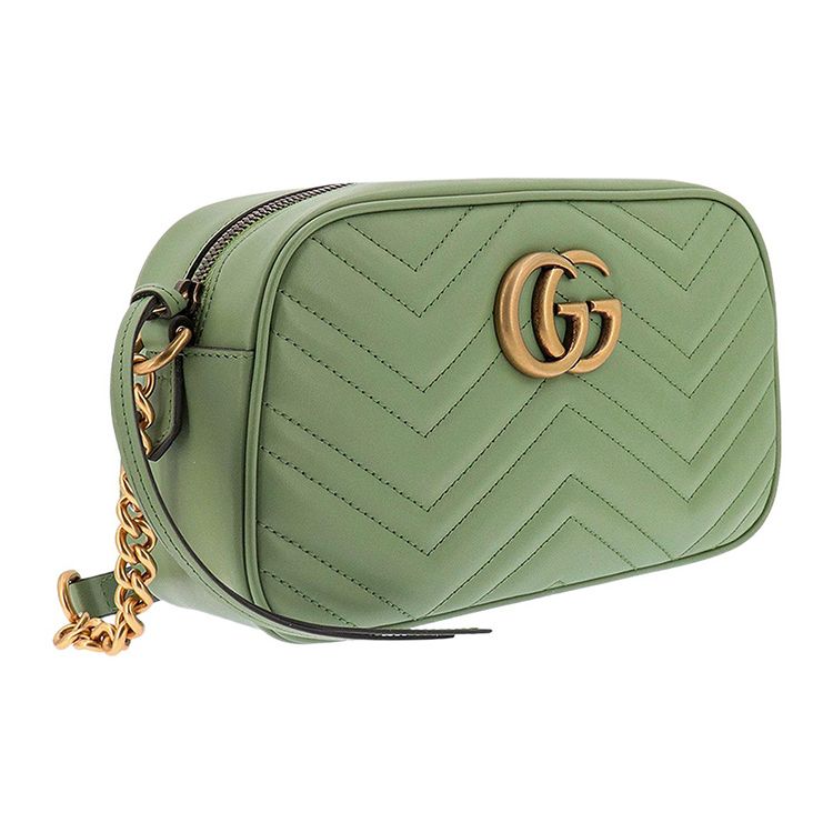 Gucci GG Marmont Series Chain Quilted Leather Shoulder Bag Women Shoulder Bag Green 447632-AABZB-3408