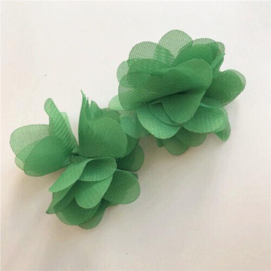 20pcs DIY Chiffon Flowers Mesh Floral Craft for Wedding Dress Hat Material Decor зелёный