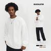 Jinshu Fleece-Lined Men's Crewneck Sweatshirt, Autumn/Winter Thick Solid Color, Unisex American Retro Trend.