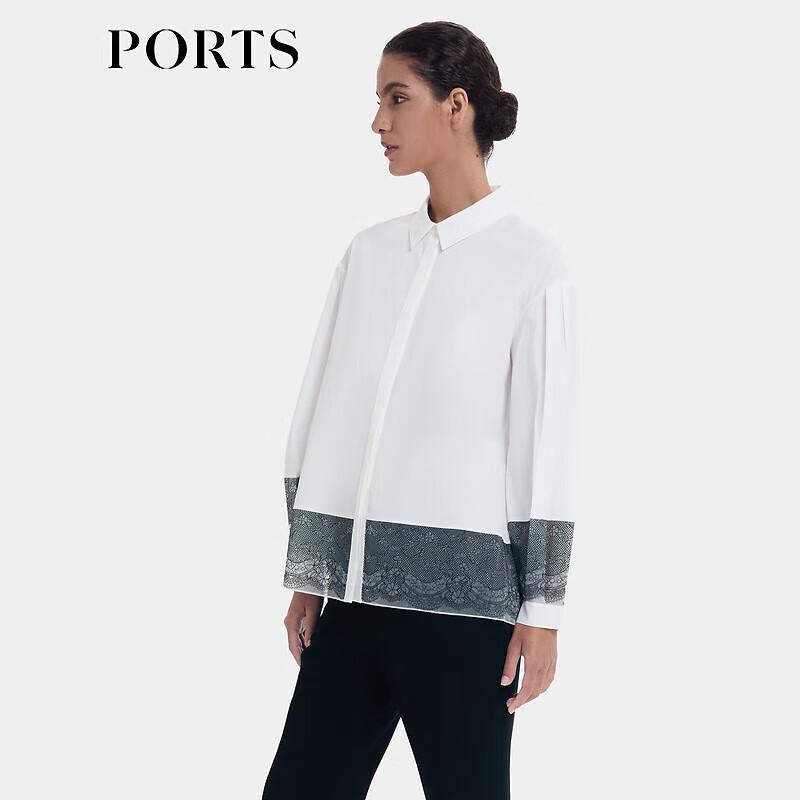 PORTS Women s Spliced Design Square Collar Shirt XS