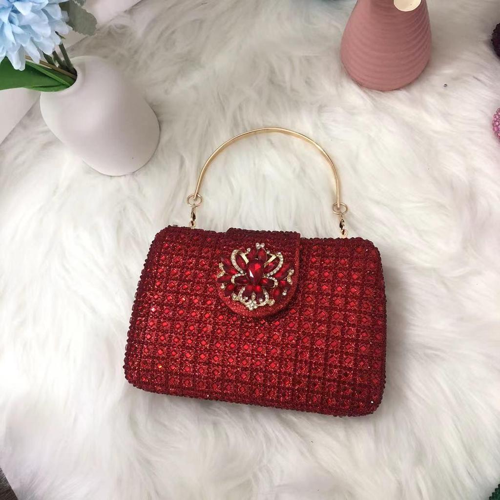 Square Rainbow Handset Diamond Clutch Bag